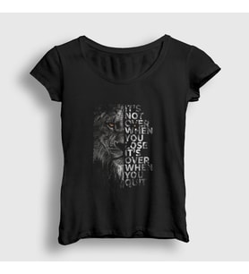 Presmono Kadın Siyah Over Lion Aslan T-Shirt 305733tt