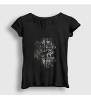 Presmono Kadın Siyah Over Lion Aslan T-Shirt 305733tt