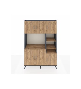 Hyperion Gardrop 10 Raflı 6 Kapaklı 132x44x195 Antrasit-Çam