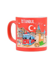İstanbul Temalı Kutulu Seramik Kupa T 82*90 MM Kırmızı