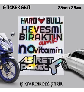 aşiret paket yazı sticker - Oto cam bagaj yazıları set - hologram etkili - renk değiştiren yeni nesil lüks sticker etiket setleri