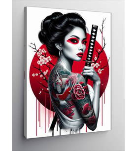 Kanvas Tablo Geisha ve Kılıç