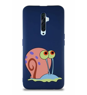 Oppo Reno 2Z Soft Premier Kapak Salyangoz Gary Tasarımlı Silikon Kılıf - Lacivert (Şeffaf)