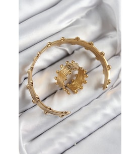 Pirinç Topcuk Model Gold Renk Bileklik Yüzük Set 5886 - HPSBYI8737-3288