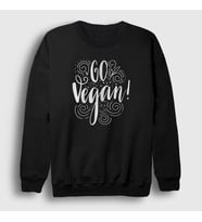 Presmono Unisex Beyaz Go Vegan Vegetarian Vejetaryen Sweatshirt 542813tt (Siyah)