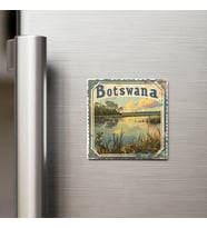Botsvana Botswana - Posta Pulu Temalı Ülke - Baskılı Buzdolap Magneti Kare - 9x9 cm