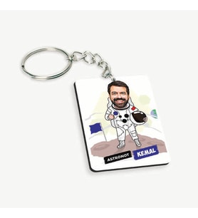 Kişiye Özel Erkek Astronot Karikatürlü Anahtarlık