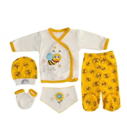 Northcity Bebekler İçin 5'li Şişme Mini Arı Desenli Unisex Yenidoğan Zıbın Takımı