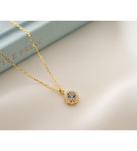 925 Ayar Gümüş Mart Ayı Doğum Taşı ( Aquamarine  )  Kolye
