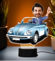 Doğum Günü Hediyesi,Sevgiliye Hediye, Kişiye Özel Fotoğraflı Üstü Açık Vosvos Karikatür 3D Led Lamba (Beyaz)