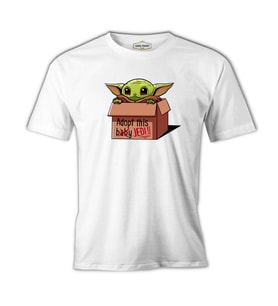 Baby Yoda - Adopt Beyaz Erkek Tshirt
