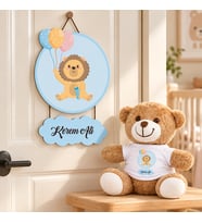 Kişiye Özel Bebek Kapı Süsü (Peluş Ayıcık Hediyeli) – Baby Shower / Hastane Odası