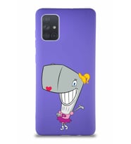 Samsung Galaxy A71 Soft Premier Kapak Pearl Yengeç Tasarımlı Silikon Kılıf - Mor (Şeffaf)