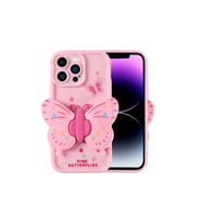 Apple iPhone 14 Pro Max Uyumlu Kılıf Kamera Korumalı Figür Tasarımlı Zore Kapya Kapak (Açık Pembe)