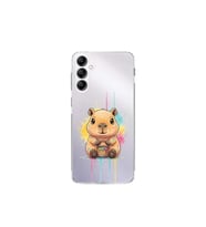 Samsung Galaxy A14 ile Uyumlu Splash Kapibara Tasarımlı Şeffaf Silikon Kılıf
