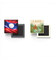 Buzdolap Magnetleri - Laos Bayrağı ve Paper Cut Tema - 2'li Set Magneti