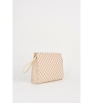 Kadın Petunya Desenli Krem Astarlı Suni Deri Bilek Askılı Portföy El Ve Clutch Çanta
