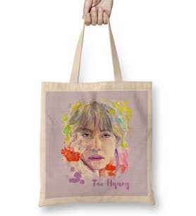 Bts Colorfull Taehyug Bez Çanta Uzun Saplı