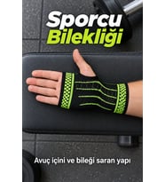 Mey İthalat® Örgü Dokulu El Bilek Desteği Siyah Yeşil Tasarım