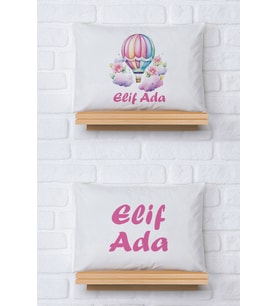 Pia Baby Premium %100 Pamuk İkili İsim Yazılı Kız Bebek Yastık Kılıfı – 35x45 cm Organik Baskı 5046-13 (Ekru)