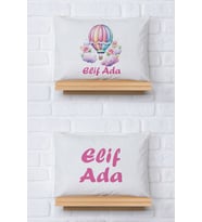 Pia Baby Premium %100 Pamuk İkili İsim Yazılı Kız Bebek Yastık Kılıfı – 35x45 cm Organik Baskı 5046-13 (Ekru)