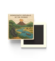 Kongo Cumhuriyeti - Republic of the Congo - Paper Cut Art - Baskılı Buzdolap Magneti Kare - 9x9 cm