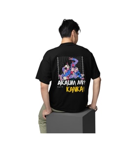 Akalım mı kanka grafik baskılı kaliteli unisex oversize T-shirt (Siyah)