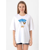 Donal Boobash Halloween Beyaz Kadın Oversize Tshirt