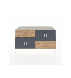 Kronos Konsol 3 Raflı 2 Çekmeceli 4 Kapaklı 176x59x99 Aytaşı-Antrasit/Çam