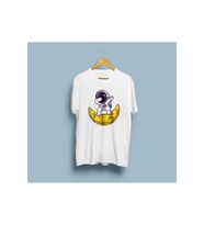 Oversize Çizgi Astronot Tasarım Unisex T-shirt (Beyaz)