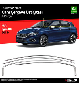 Fiat Egea HB Krom Cam Üst Çıtası 4 Prç. 2015 Üzeri (Mat Krom) A+ Kalite