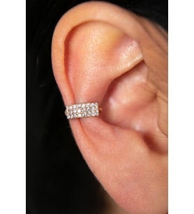 Elika Silver Kadın 3 Sıra Taşlı 925 Ayar Gümüş Kıkırdak Küpe (STD)