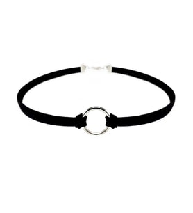 Siyah Renk Süet Kadın Round Choker Kolye