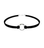 Siyah Renk Süet Kadın Round Choker Kolye