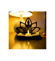 Alvera Lotus Buda Mumluk – 3D Baskı Dekoratif Tealight Mumluk-Siyah