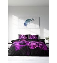 Çift Kişilik ( Lastikli Çarşaflı ) %100 Pamuk Saten Nevresim Takımı Purple Diamonds
