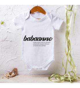 Anneler Gününe Özel Babaanne Yazılı Çıtçıtlı Bebek Body Zıbın