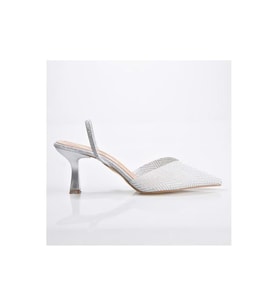 Kindep Park Burnu Kapalı Arkası Açık Topuklu Kadın Ayakkabı GUMÜŞ