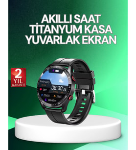 Akıllı Saat Titanyum Kasa Yuvarlak Ekran Alarm Uyku ve Sağlık Takibi Titreşimli