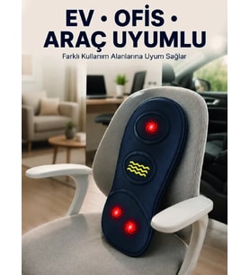 Isıtmalı Bel Masaj Minderi Ev Ofis Araç Uyumlu Titreşimli Destek