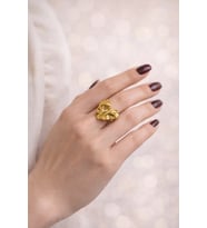 Modern Dokulu Gold Kalp Yüzük
