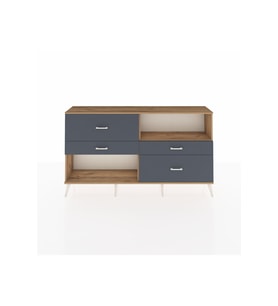 Arges Konsol Tek Raflı 4 Çekmeceli  176x30x99 Çam-Çam/Antrasit