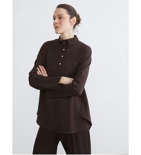 LCW EVERYDAY Kahverengi Dik Yaka Oversize Kadın Tunik