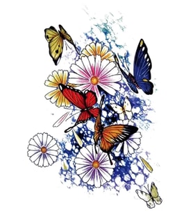 Caş Dekorasyon Çiçek Ve Kelebek Figürlü Geçici Dövme Tattoo