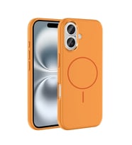 Apple iPhone 16 Uyumlu Kılıf M-Safe Şarj Özellikli Metal Kamera Çerçeveli Zore Edi Silikon Kapak (Turuncu)