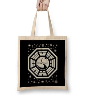 Lost Dharma Initiative Christmas Snow Logo Bez Çanta Uzun Saplı