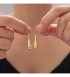 925 Ayar Gümüş Sallantılı Damla Küpe (Gold)