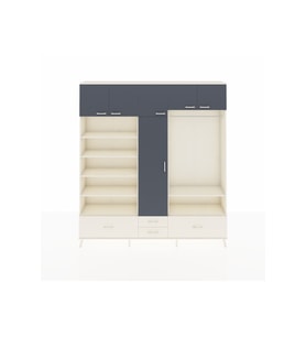 Arges Dolap 18 Raflı 4 Çekmeceli Tek Askılı 220x30x243 Aytaşı-Antrasit/Aytaşı