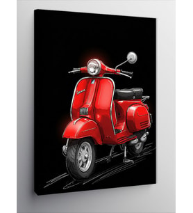 Kanvas Tablo Kırmızı Vespa ve Retro Şıklık