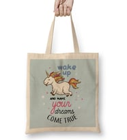 Wake Up Makes Dreams Come True Unicorn Bez Çanta Uzun Saplı